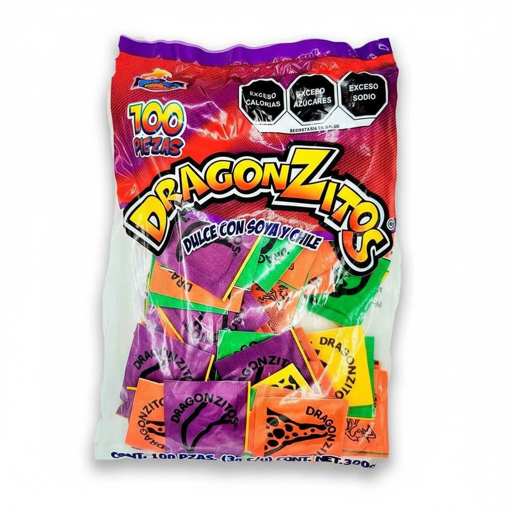 Mitoteland — Dragonzitos by Ber-Ber! Dulce con soya y chile in a 100-pack (300g). A spicy-sweet Mexican favourite!